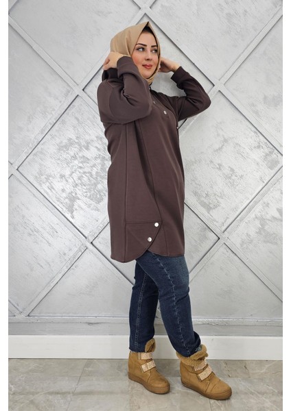 Kadın Çıt Çıtlı Kapüşonlu Tesettür Tunik modelleri