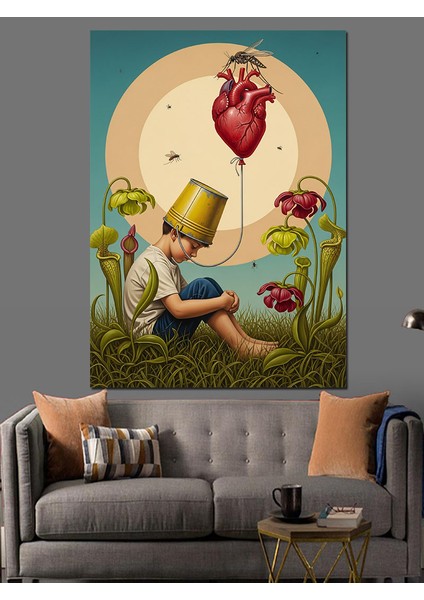 Kalp Tohumu Çiçek Bahçesi ve Çocuk Dekoratif Kanvas - Mdf Ahşap Tablo fiyatları
