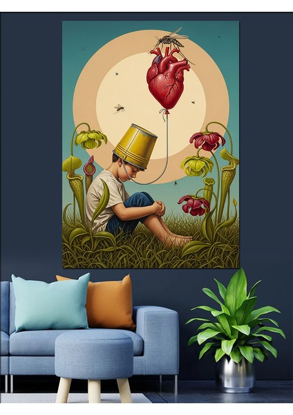 Kalp Tohumu Çiçek Bahçesi ve Çocuk Dekoratif Kanvas - Mdf Ahşap Tablo modelleri