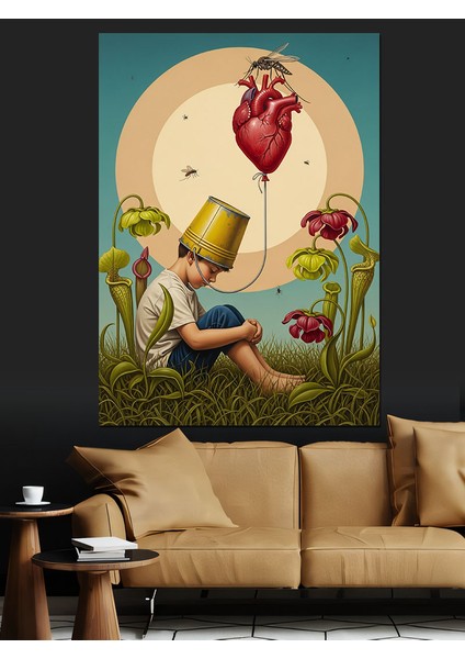 Kalp Tohumu Çiçek Bahçesi ve Çocuk Dekoratif Kanvas - Mdf Ahşap Tablo fırsatları