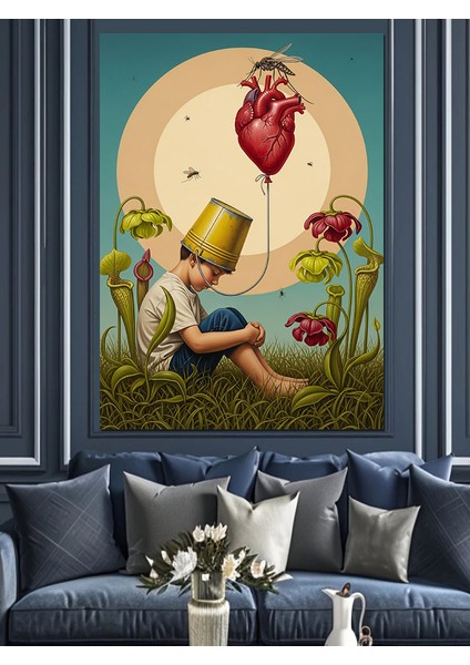 Kalp Tohumu Çiçek Bahçesi ve Çocuk Dekoratif Kanvas - Mdf Ahşap Tablo indirimleri