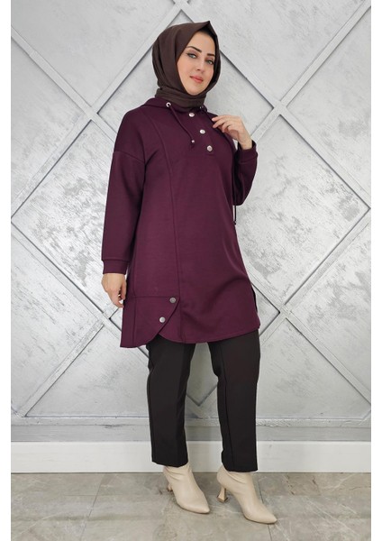 Kadın Çıt Çıtlı Kapüşonlu Tesettür Tunik