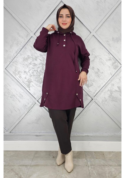 Kadın Çıt Çıtlı Kapüşonlu Tesettür Tunik modelleri