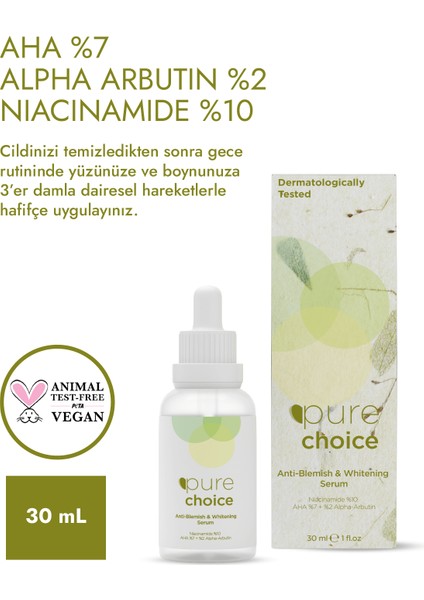 Leke Karşıtı Cilt Beyazlatıcı Serum 30 ml (Niacinamide %10 + Aha%7 + Alpha Arbutin%2) fırsatları