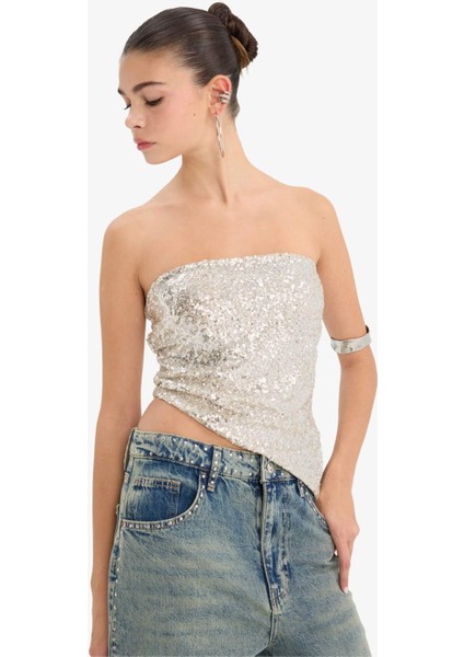 Fitted Straplez Payetli Tül BLUZ G5895AX25WN indirimleri