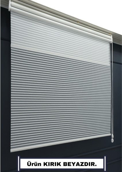 Çift Mekanizmalı Jaluzi Görünümlü Tül+Stor Güneşlik Perde – Çiftli Sistem - 2 Perde Tek Ürün!