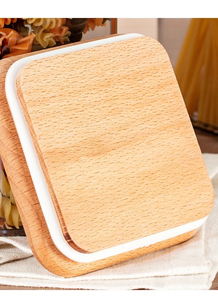 Kaviera 1500ml Ahşap Kapaklı Saklama Kabı 2'li