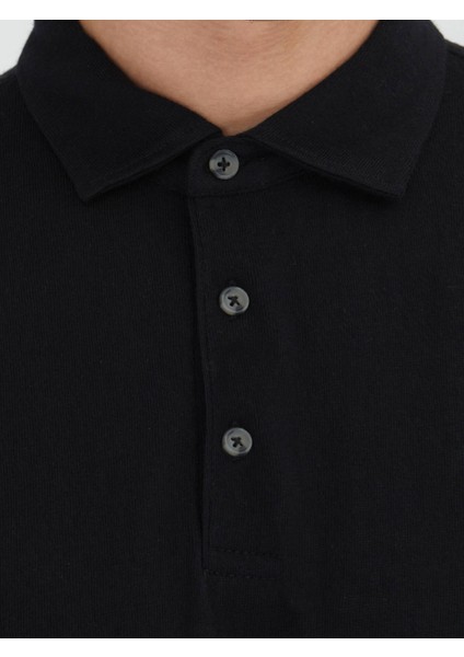 Siyah Düz Polo Yaka Pamuk Karışımlı T-Shirt fiyatları