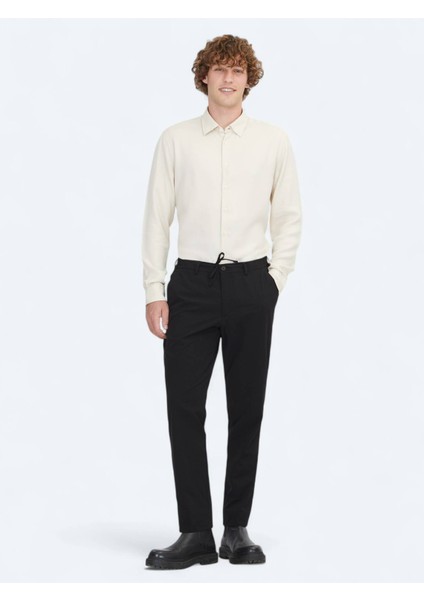 Siyah Dokuma Jogging Fit Casual Pantolon