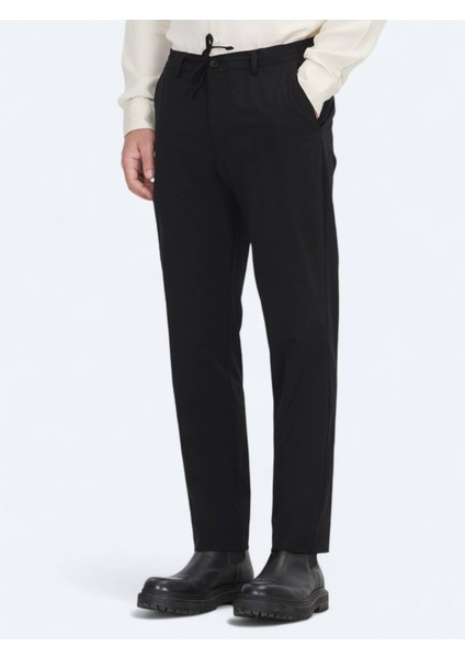 Siyah Dokuma Jogging Fit Casual Pantolon fiyatları