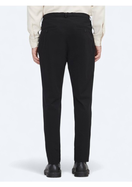 Siyah Dokuma Jogging Fit Casual Pantolon fırsatları