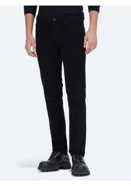Siyah Fitilli Dokuma Slim Fit Kadife Casual Pamuk Karışımlı Pantolon fiyatları