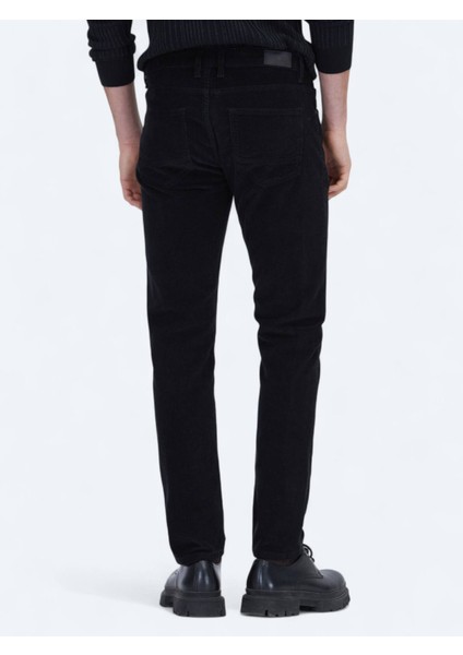 Siyah Fitilli Dokuma Slim Fit Kadife Casual Pamuk Karışımlı Pantolon fırsatları