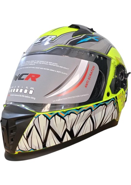 Kask Kapalı Visörlü M69 ECE22-06 Belgeli Sarı Robotik Dizayn