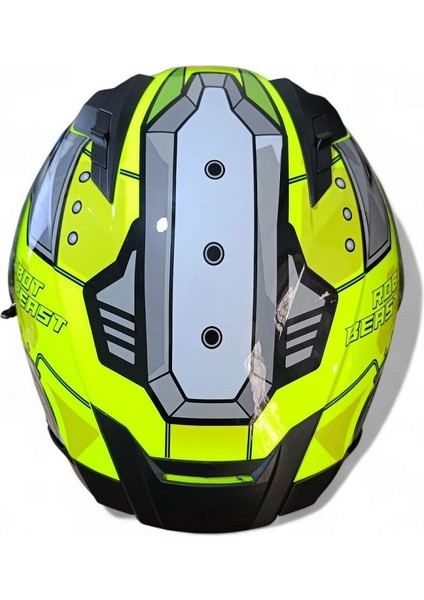 Kask Kapalı Visörlü M69 ECE22-06 Belgeli Sarı Robotik Dizayn modelleri