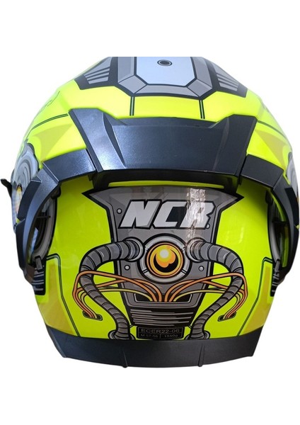 Kask Kapalı Visörlü M69 ECE22-06 Belgeli Sarı Robotik Dizayn indirimleri