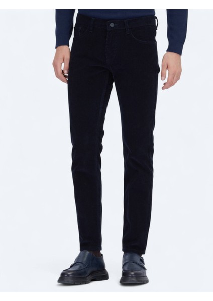 Lacivert Fitilli Dokuma Slim Fit Kadife Casual Pamuk Karışımlı Pantolon fiyatları