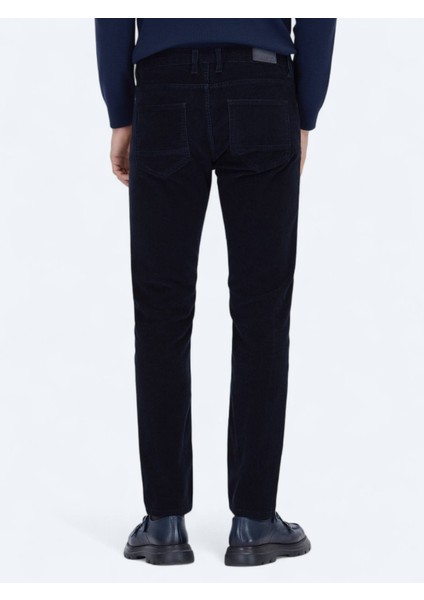 Lacivert Fitilli Dokuma Slim Fit Kadife Casual Pamuk Karışımlı Pantolon fırsatları