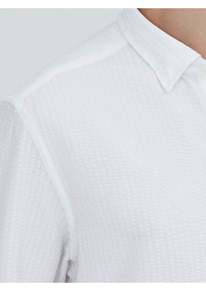 Beyaz Regular Fit Dokuma Casual Gömlek modelleri