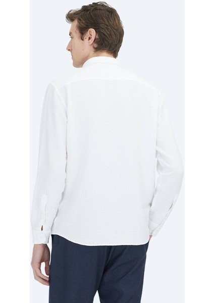 Beyaz Regular Fit Dokuma Casual Gömlek indirimleri