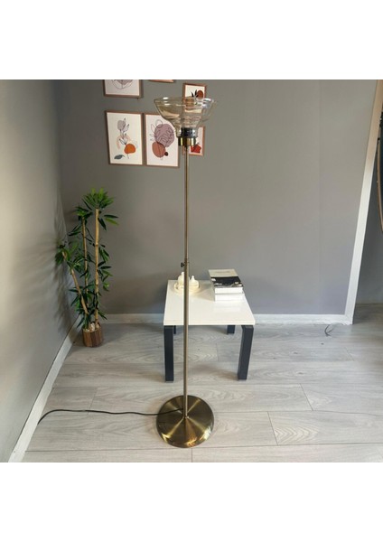 Vishi Bal Rengi Cam Lambader Düz Ince Gövde Modern Dekoratif Metal Zemin Lambası fiyatları