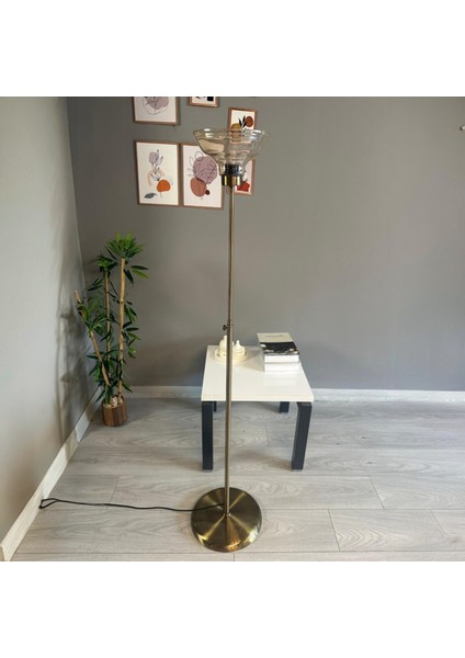 Vishi Bal Rengi Cam Lambader Düz Ince Gövde Modern Dekoratif Metal Zemin Lambası fırsatları