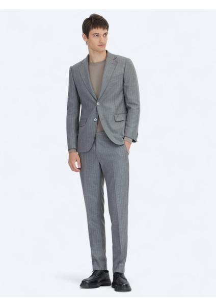 Antrasit Çizgili Modern Fit Takım Elbise fiyatları