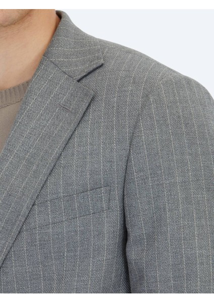 Antrasit Çizgili Modern Fit Takım Elbise fırsatları