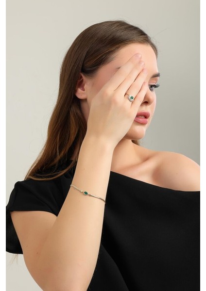 Balık Sırtı Bileklik Green Opal Taşlı 17+3 cm En 3 mm modelleri