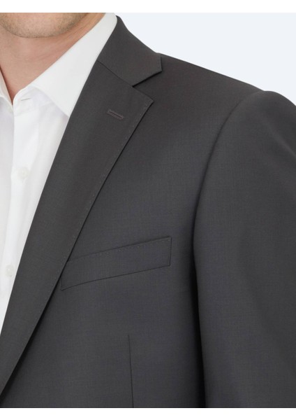 Antrasit Düz Regular Fit Yün Karışımlı Takım Elbise fırsatları