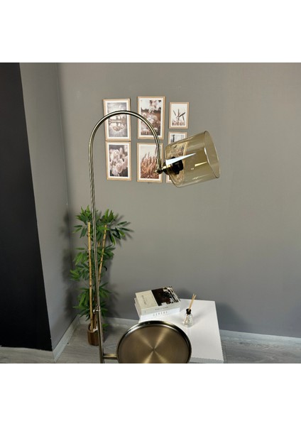 Lille Bal Rengi Cam Eskitme Gövde Lambader Tepsili Hareketli Başlık Modern Metal Zemin Lambası indirimleri