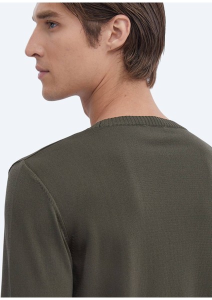 Haki Bisiklet Yaka Düz Örgü Triko Kazak fırsatları