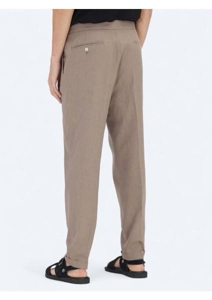 Koyu Vizon Dokuma Carrot Fit Casual Pamuk Karışımlı Pantolon fırsatları