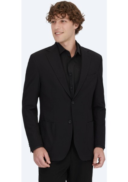 Siyah Desenli Modern Fit Ceket modelleri