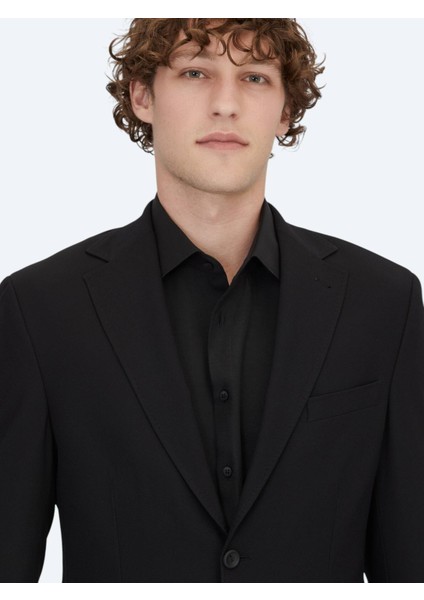 Siyah Desenli Modern Fit Ceket fırsatları