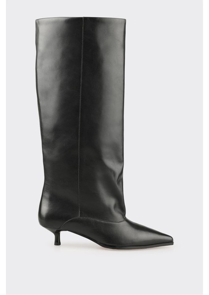 Siyah Deri Kadın Çizme