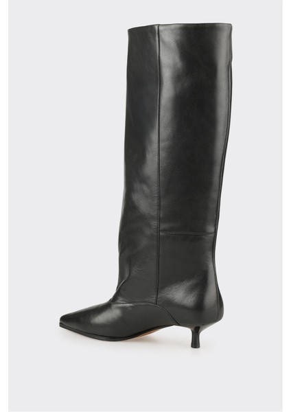 Siyah Deri Kadın Çizme modelleri