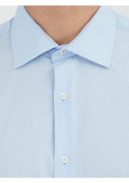 Açık Mavi Regular Fit Dokuma Klasik Pamuk Karışımlı Gömlek indirimleri