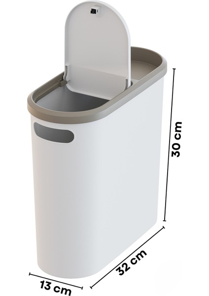 10 Litre Click Kapak Çöp Kovası, Banyo Çöp Kovası, Mutfak Çöp Kovası, Slim Çöp Kovası "Krem" indirimleri