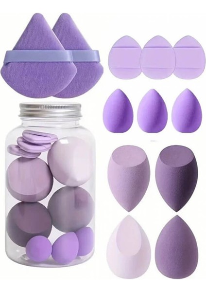 Özel Kavanoz 16 Parça Makyaj Sünger Seti Mor