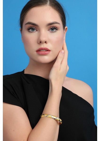 8 Ayar Altın Bilezik Zikzak Desenli 10 mm