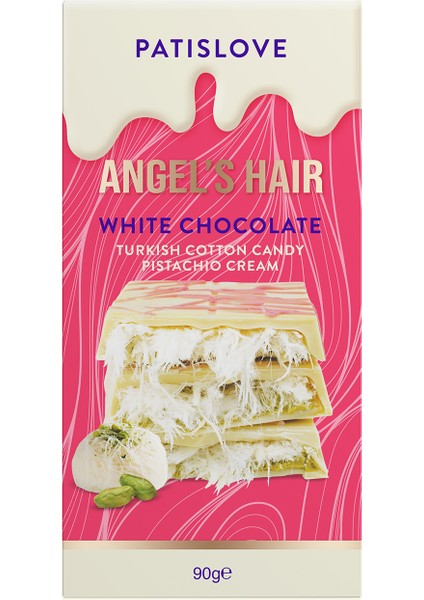 Patislove Antep Fıstığı Kremalı Ve Pişmaniye Dolgulu Beyaz Çikolata, 90g