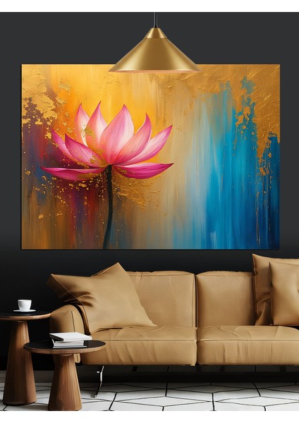 Pembe Nilüfer Çiçeği Yakın Çekim Dekoratif Kanvas - Mdf Ahşap Tablo fiyatları