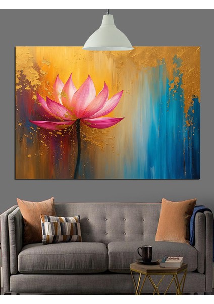 Pembe Nilüfer Çiçeği Yakın Çekim Dekoratif Kanvas - Mdf Ahşap Tablo fırsatları