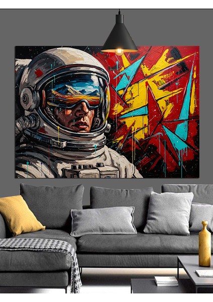Uzay Giysisi Içinde Astronot Dekoratif Kanvas - Mdf Ahşap Tablo