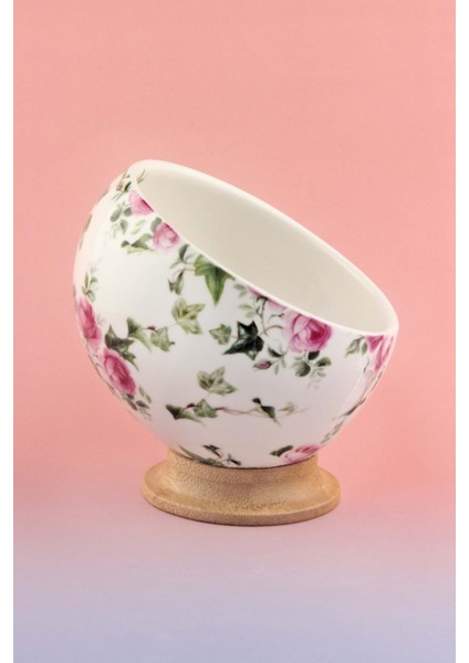 Pink Ivy Bambu Ayaklı Porselen Kase