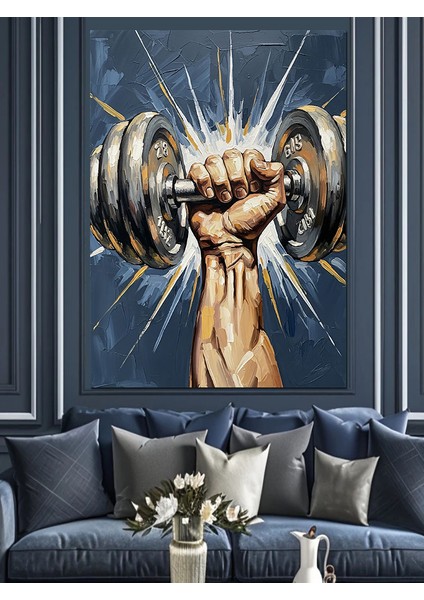 Ağırlık ve Erkek Kol Kası Dekoratif Kanvas - Mdf Ahşap Tablo