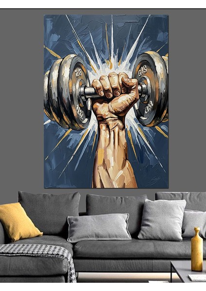Ağırlık ve Erkek Kol Kası Dekoratif Kanvas - Mdf Ahşap Tablo fiyatları