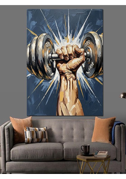Ağırlık ve Erkek Kol Kası Dekoratif Kanvas - Mdf Ahşap Tablo modelleri