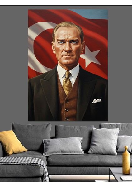 Türk Bayrağı Atatürk Illüstrasyon Dekoratif Kanvas - Mdf Ahşap Tablo fiyatları